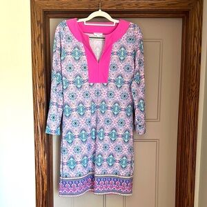 NWOT Cabana Life Swim Cover Up Tunic Pink and Blue Patterned Dress size Small